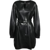 Pinko, Dames, Jurken, Zwart, Maat: L Leer,