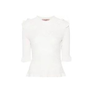 Twinset Witte Geribbelde Sweaters , White , Dames , Maat: S