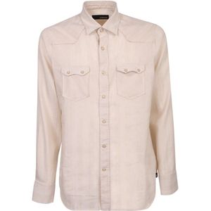 Lardini, Heren, Overhemden, Beige, Maat: XL Katoen,