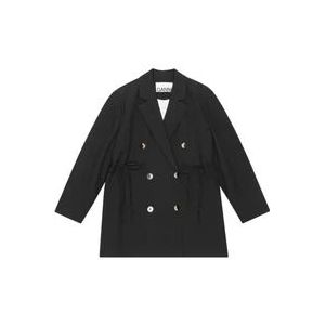 Ganni Oversized Melange Blazer , Black , Dames , Maat: L/Xl