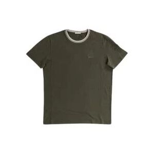Moncler Khaki Groen Katoenen T-shirt , Green , Heren , Maat: S