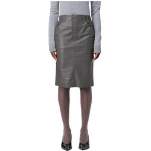 Saint Laurent, Dames, Rokken, Grijs, Maat: L Leer,