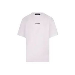 Dsquared2 Wit Katoenen Jersey T-shirt met Logo , White , Heren , Maat: XS