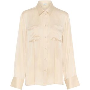 Gestuz - Silke GZ - Blouse - Wit - Beige - Zijde - Lange Mouwen