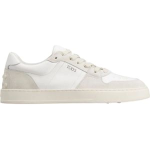 Tod's Witte Leren Lage Sneakers , White , Heren , Maat: 44 EU