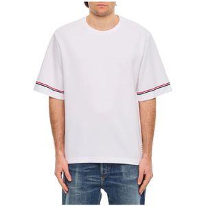 Thom Browne - T-shirt - Monochroom - Katoen - Geribbelde Kraag