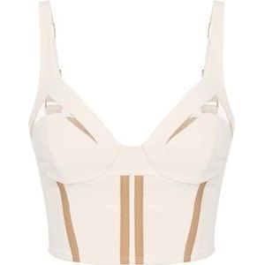 Elisabetta Franchi, Dames, Tops, Beige, Maat: XS Satijn,