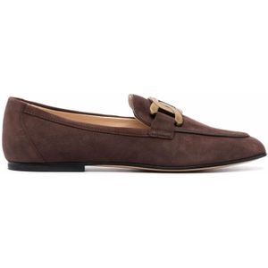 Tod's Bruine Chain-Plaque Loafers , Brown , Dames , Maat: 35 1/2 EU