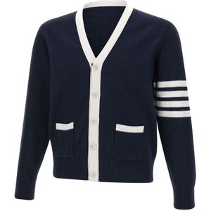 Thom Browne, Heren, Truien, Blauw, Maat: M Katoen,