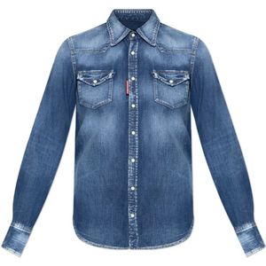 Dsquared2, Dames, Blouses & Shirts, Blauw, Maat: 2XS Denim,