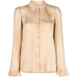 Twinset Elegante Lange Mouwen Shirt in Bruin , Brown , Dames , Maat: 2XS