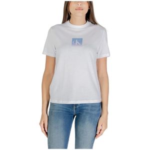Calvin Klein Jeans, Dames, Tops, Wit, Maat: L Katoen,
