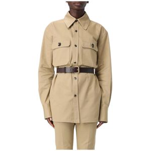 Saint Laurent, Dames, Blouses & Shirts, Beige, Maat: M Katoen,