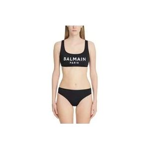 Balmain Logo Bikini , Black , Dames , Maat: M