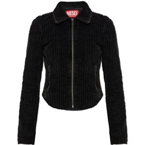 Diesel, Dames, Jassen, Zwart, Maat: 2XS Leer,