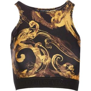 Versace Jeans Couture - Cropped Top - Zwart - Mouwloos - 80% Polyester