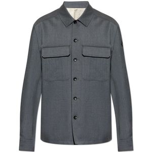 Moncler, Heren, Overhemden, Grijs, Maat: S Wol,