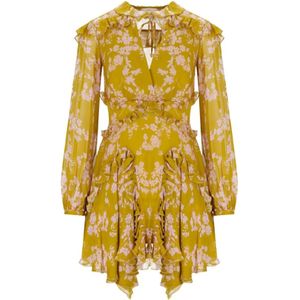 Elisabetta Franchi, Dames, Jurken, Geel, Maat: S Zijde,
