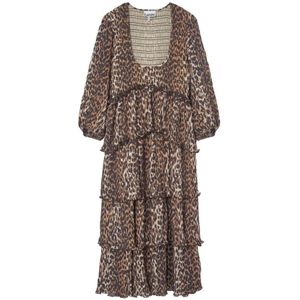 Ganni, Dames, Jurken, Beige, Maat: XS Poliester,