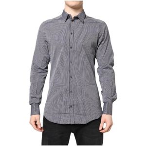 Dolce & Gabbana, Heren, Overhemden, Zwart, Maat: XS Katoen,