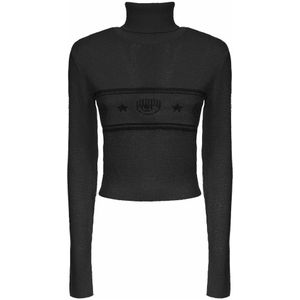 Chiara Ferragni Collection, Dames, Truien, Zwart, Maat: 2XS Wol,