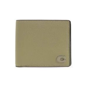 Coach Leren portemonnee met logo , Green , Heren , Maat: ONE Size