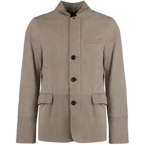 Moorer, Heren, Jassen, Beige, Maat: M Leer,