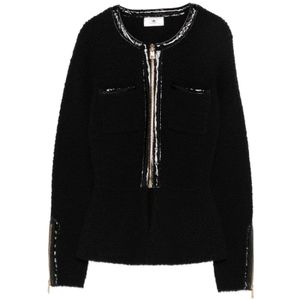 Elisabetta Franchi, Dames, Jassen, Zwart, Maat: L Vinyl,