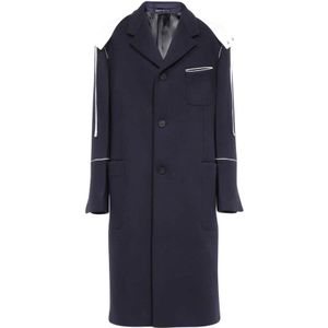 Ferragamo, Heren, Mantels, Blauw, Maat: 2XL Wol,