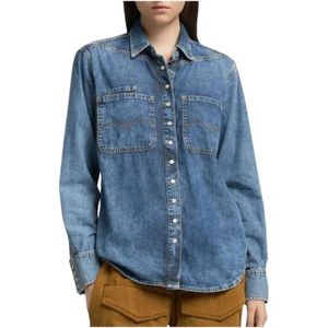 Replay, Dames, Blouses & Shirts, Blauw, Maat: S Denim,