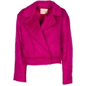 Twinset Faux Fur Bomber Blazer Roze , Pink , Dames , Maat: XS