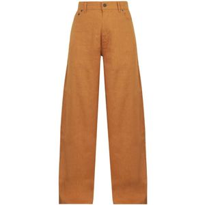 Jucca, Dames, Broeken, Bruin, Maat: S Linnen,