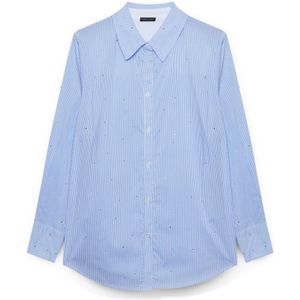 Fiorella Rubino, Dames, Blouses & Shirts, Blauw, Maat: 5XL Katoen,