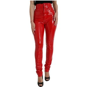 Dolce & Gabbana - High-Waist Skinny Broek - Rood
