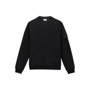 Woolrich Licht Fleece Sweatshirt, Heren Stijlvol Comfort , Black , Heren , Maat: M