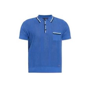 Dsquared2 Polo shirt met open structuur , Blue , Heren , Maat: 2XL