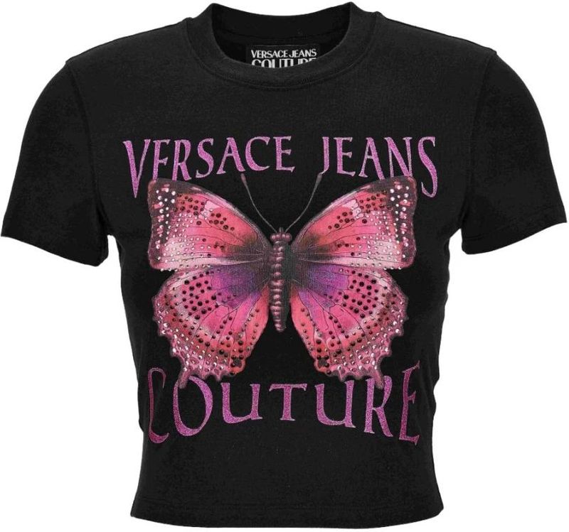 Versace Jeans Couture - T-shirt - Zwart - Katoen-elastaan