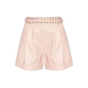 Balmain Shorts met vetersluiting , Pink , Dames , Maat: 2XS