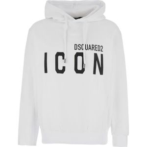 Dsquared2, Heren, Sweatshirts & Hoodies, Wit, Maat: L Katoen,