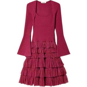 Twinset, Dames, Jurken, Paars, Maat: XS Viscose,