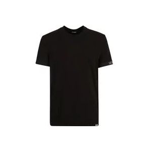 Dsquared2 Zwarte Ronde Hals T-shirts en Polos , Black , Heren , Maat: XL