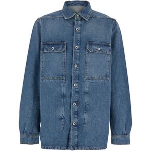 Rick Owens, Heren, Overhemden, Blauw, Maat: M Denim,