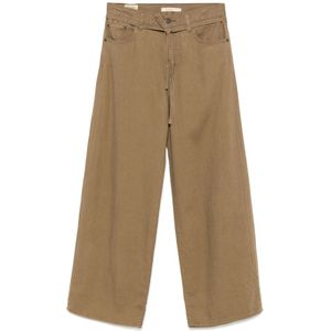 Levi's, Dames, Broeken, Beige, Maat: W25 L31 Linnen,