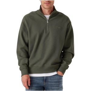 Tommy Jeans - TJM RLX Waffle Script Qrtr ZIP - Sweatshirt - Groen