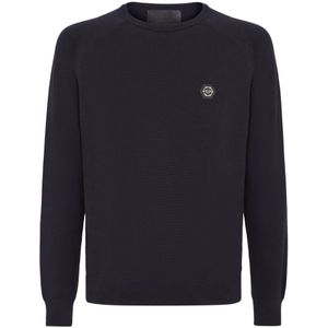 Philipp Plein, Heren, Truien, Blauw, Maat: XL Katoen,