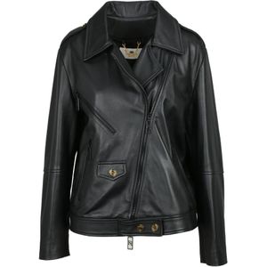 Elisabetta Franchi, Dames, Jassen, Zwart, Maat: S Leer,