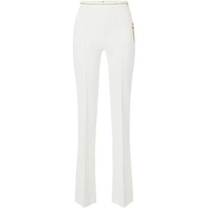 Elisabetta Franchi, Dames, Broeken, Wit, Maat: XS Poliester,