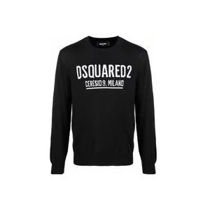 Dsquared2 Zwart & Wit Trek Trui , Black , Heren , Maat: L