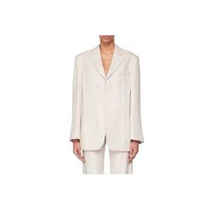 Jacquemus Beige Linnen Blazer , Beige , Dames , Maat: XS