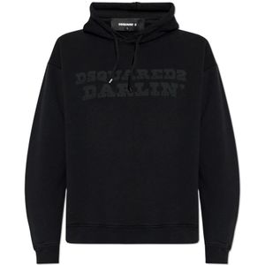 Dsquared2, Heren, Sweatshirts & Hoodies, Zwart, Maat: L Katoen,